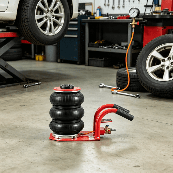 3 Ton/6600 lbs Triple Bag Air Jack with Six Steel Pipes, 17.7" Fast Lifting Pneumatic Jack with Side Handles, 3-5s Lift, Red, for Car & Garage Repair