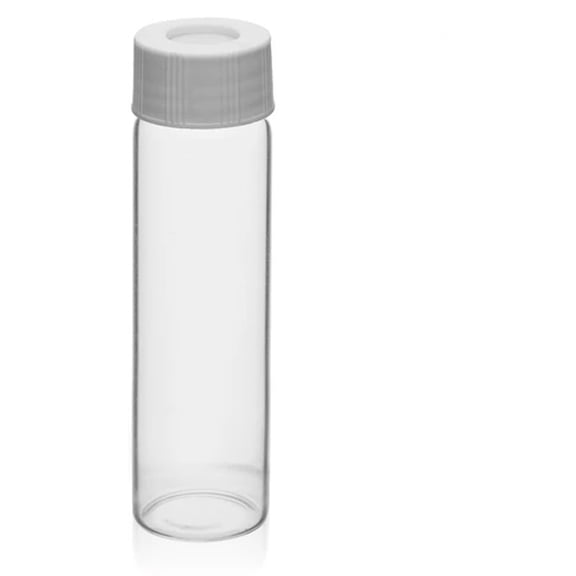 VOA/TOC Clear Vials, 40mL - 100/PK - Borosilicate Glass - ASTM/USP Type I, Class B - PP Caps with PTFE Septa - Shrink-Wrapped - Pre-Assembled - Eisco Labs