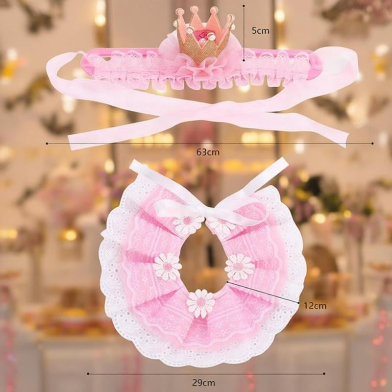 Zeiwohndc Birthday Party Crown for Dog Cats Birthday Neck Wrap Neckerchief Costume