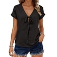 thumbnail image 6 of Tweang Cotton Tunic Tops for Women Women 2026 Loose Fit Tops Womens Cotton Linen Tunic Boho Ethnic Style Peasant Tee Womens Cotton Linen Button Down Shirts Summer Floral Short Sleeve Tee Black L, 6 of 8