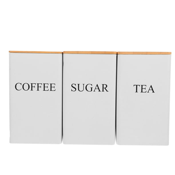 3 botes de cocina para encimera, bote de hierro para té, tarro hermético para café, granos y hojas de té