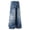 B-Blue, variant on Jeans Men High Waist Loose Floral Embroidery Reverse Black Wash Wide Leg Denim Pants