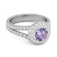 thumbnail image 3 of 925 Sterling Silver Round 3.43 Ctw Amethyst Beautiful Double Halo Women Valentines Day Gifts Ring, 3 of 3