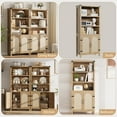 thumbnail image 6 of IdeaHouse Rustic Bookshelves with Doors, 70" Tall Wooden Bookcase with 3 Shelves & Cabinets, Floor-Standing Storage for Living Room, Office, Bedroom, 6 of 7