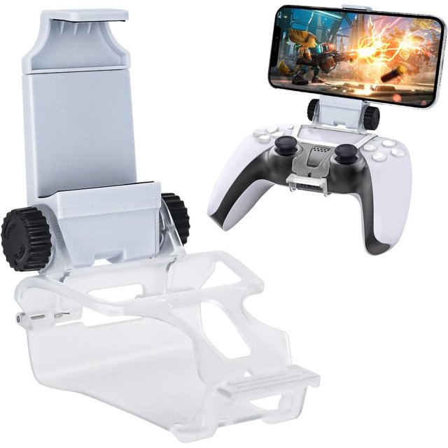 Clip de montaje para teléfono con controlador PS5, soporte con clip para controlador, soporte para teléfono móvil para PS5 DualSense Gamepad-blanco