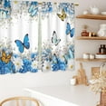 thumbnail image 5 of Teal Floral Butterfly Kitchen and Bathroom Curtains - Daisy Floral Pattern - 28x40" Tiered Spring Cafe and Bedroom Short French Door Curtains with Rod Cover, 2-Pack, 5 of 8