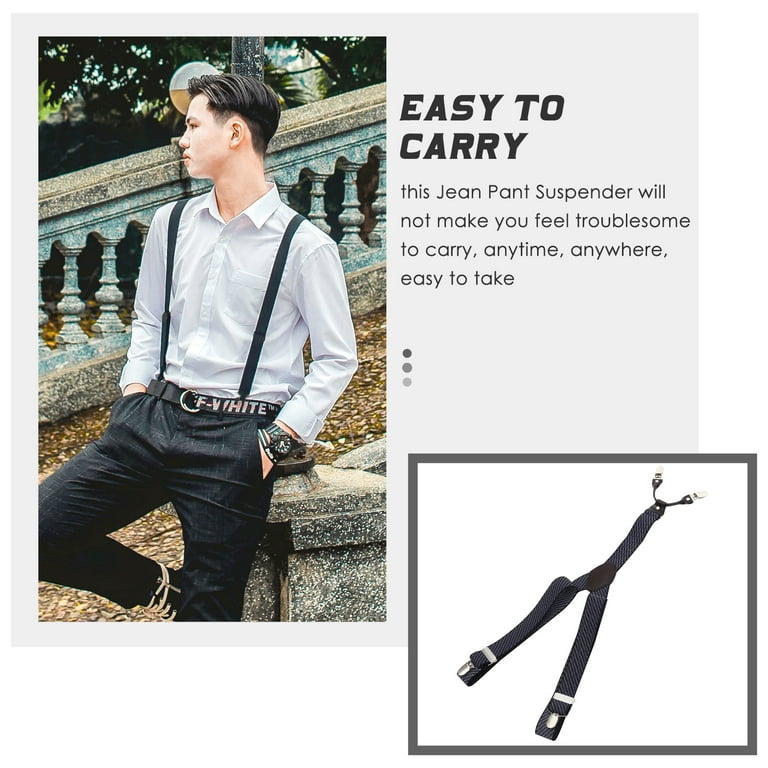 2pcs Elastic Strap Jean Pant Suspender Heavy Duty Suit
