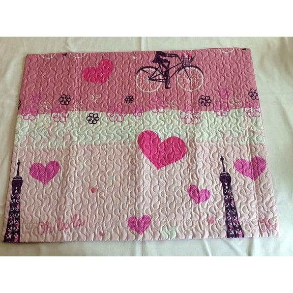 Orly'sDream 1-Piece Pinsonic Quilted Pillow Sham, Decorative Soft Microfiber Kids Children Boys Girls Teens Pillow Sham Standard Size,(PARIS BIKE)