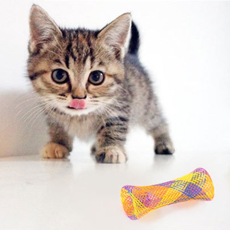 10Pcs Cat Spring Tube Toys, Pet Kitten Freely Folding Multi Color
