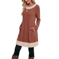 thumbnail image 3 of WIHOLL Long Sleeve Dress for Women Knit Tunic Sweater Dress Crew Neck Casual Fall Winter Dresses, 3 of 9