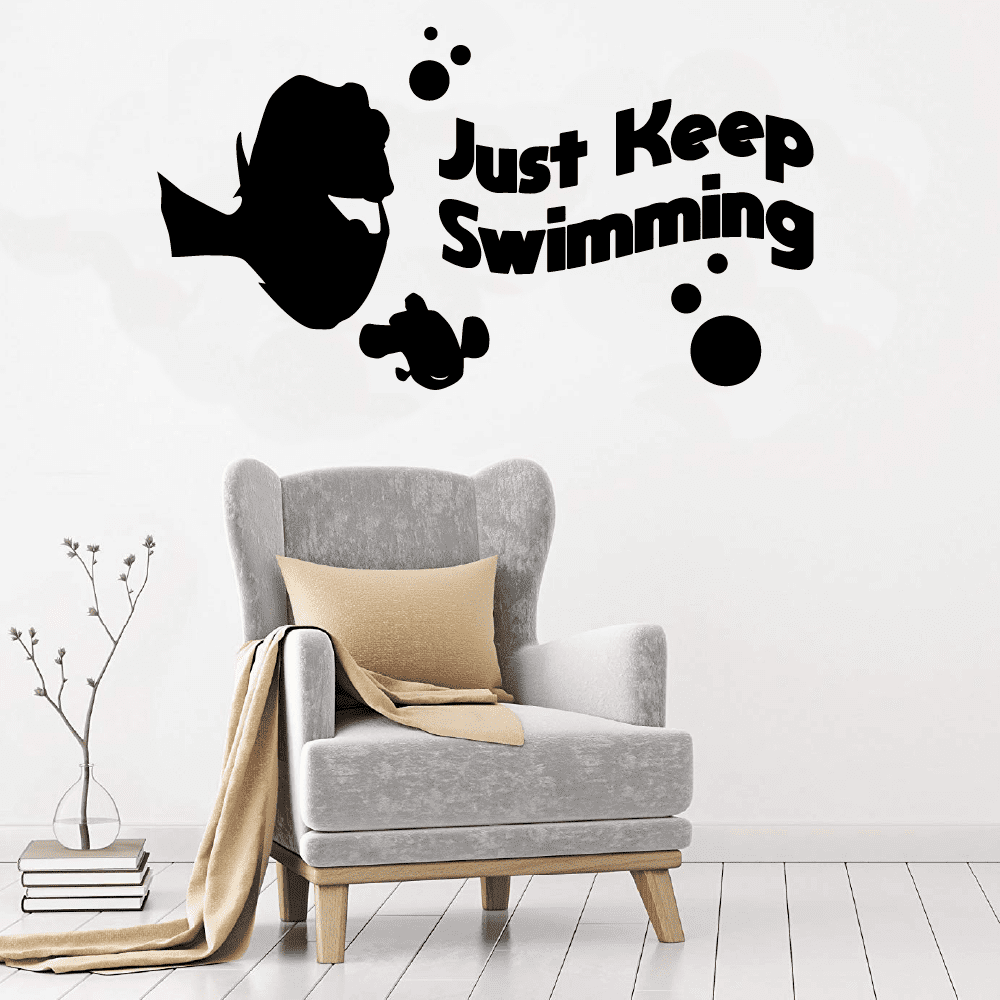 Just Keep Swimming - Disney Movie Finding Nemo Cute Dory Singing Dory And  Marlin Silhouette Finding Nemo Vinyl Wall Art Sticker Decal Home Room Kids  Bedroom Classroom Decor Nursery Size (24x40 inch) 
