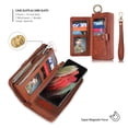 thumbnail image 3 of Dteck Galaxy S21+ Wallet Case, Leather Zipper Purse Large Capacity 14 Card Slots [Magnetic Closure] 2 in 1 Detachable Magnetic Phone Cover with Wrist Band for Samsung Galaxy S21 Plus, Brown, 3 of 9