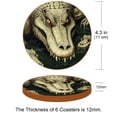 thumbnail image 3 of Crocodile Set of 6 Round Microfiber Leather Coasters, 11x11 cm/4.3x4.3 inch Drink Coasters for Table Home Decor, 3 of 6