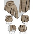 thumbnail image 6 of Womens Insulated Premium Winter Puffer Jacket Lightweight Beige Snow Jacket-XXL, 6 of 9