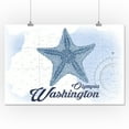 thumbnail image 1 of Olympia, Washington - Starfish - Blue - Coastal Icon - Lantern Press Artwork (16x24 Giclee Gallery Print, Wall Decor Travel Poster), 1 of 1
