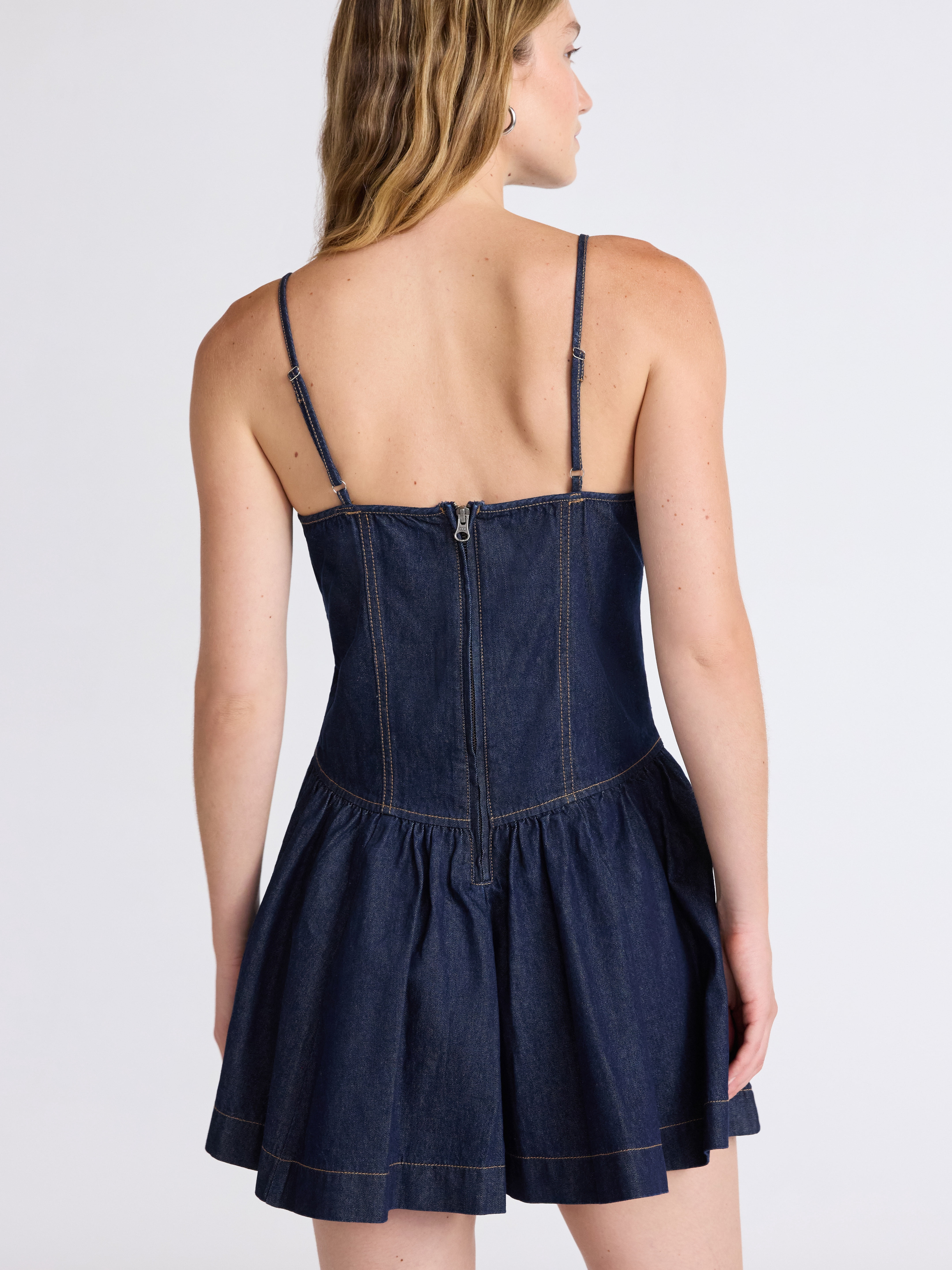 Scoop Women's Denim Corset Mini Dress, Sizes 0-18