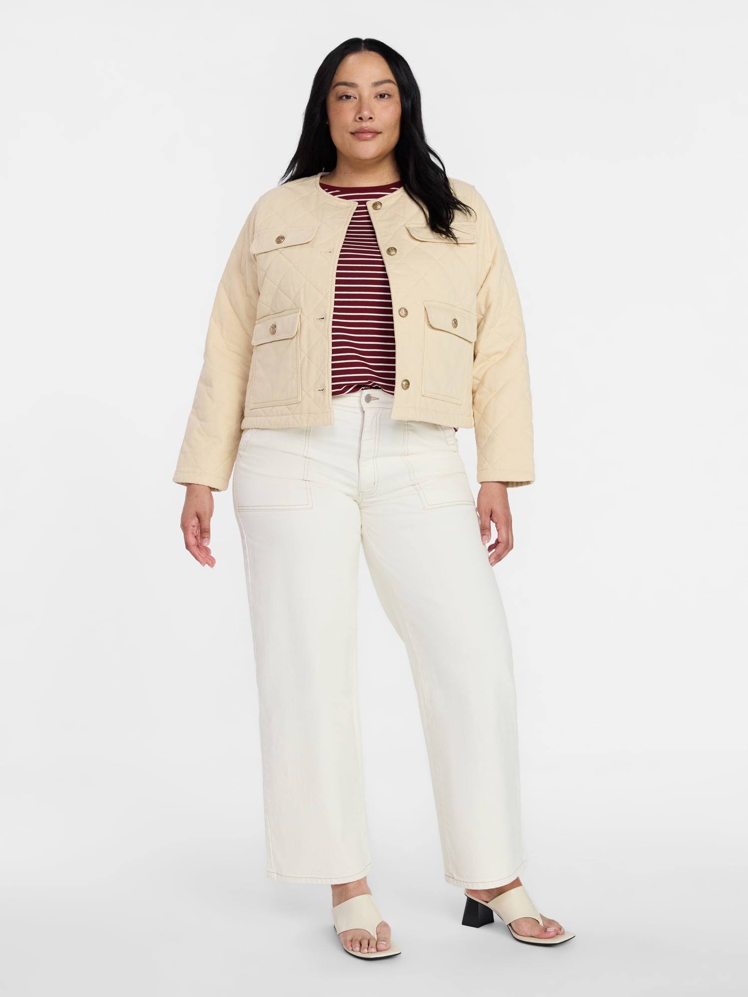 Time and Tru Women's Quilted Cotton Jacket, Sizes XS-XXXL