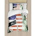 thumbnail image 3 of American Flag Decor King Size Duvet Cover Set, NYC Collage with Famous Monuments Wall Street and Manhattan Urban Display, Decorative 3 Piece Bedding Set with 2 Pillow Shams, Multi, by Ambesonne, 3 of 3