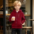 thumbnail image 7 of Besolor Kids Boys Zip up Hoodies Fall Winter Fleece Lined Thermal Warm Long Sleeve Hooded Sweatshirts with Zipper Pockets(10-11 Years,Wine), 7 of 7