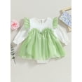 thumbnail image 2 of Bagilaanoe Newborn Baby Girl Rompers DressRuffle Contrast Color Bodysuits 6M 12M 18M 24M Infant Fall Tulle Patchwork A-line Princess, 2 of 9