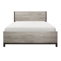 Tcbosik Queen Size Wood Platform Bed Simple Bed Frame, Box Spring Required, Gray (Not Included Mattress)