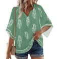 thumbnail image 2 of ChicHaven Women Blouses Dressy Casual 3/4 Sleeve Dressy Shirts Summer Fall V Neck Paisley Print Work Tops for Women Plus Size Tunics or Tops to Wear with Leggings Hide Belly Mint Green XL, 2 of 5