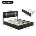 thumbnail image 5 of Homfa Queen Size LED Bed Frame with 2 Storage Drawers, Modern Leather Upholstered Platform Bed Frame with Adjustable Headboard, Black, 5 of 10
