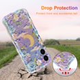 thumbnail image 3 of Case iPhone 16 Pro Max, Colorful Retro Oil Painting Printed Flower Laser Glossy Pattern Cute Curly Wave Edge Exquisite Phone Cover Stylish Durable TPU Protective Case Girl Women-Green,Purple White, 3 of 5