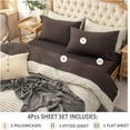 thumbnail image 2 of Jersey Knit 4pc Bed Sheet Set 100% T-Shirt Heather Cotton Super Soft Comfy Breathable Fits Mattress Up to 20" Extra Deep Pocket (Dark Brown, King), 2 of 14