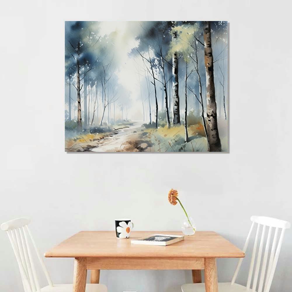 JEUXUS  Wall Art Blue Landscape Canvas abstract Print Painting  Picture Large Artwork for Living Room Bedroom Office…