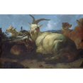 thumbnail image 2 of Johann Melchior Roos 14x11 Gold Ornate Wood Frame and Double Matted Museum Art Print Titled - A Goatherd Watching His Animals (1683), 2 of 4