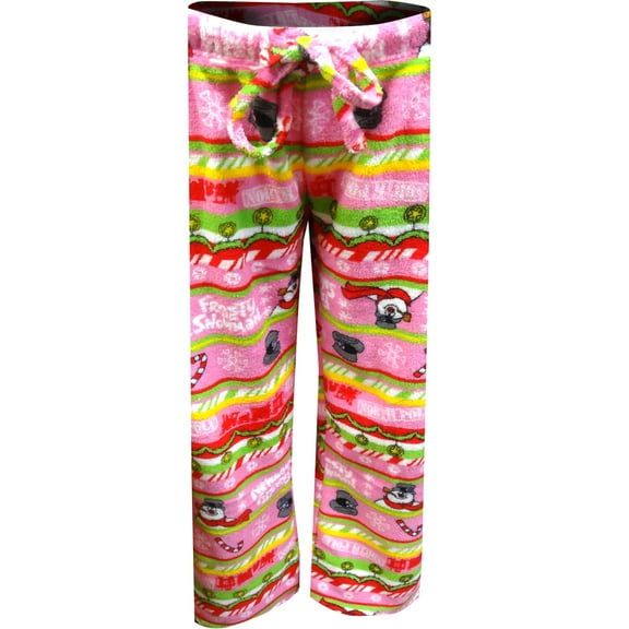 Frosty the Snowman Womens Frosty The Snowman Pink Plush Junior Cut Lounge Pant