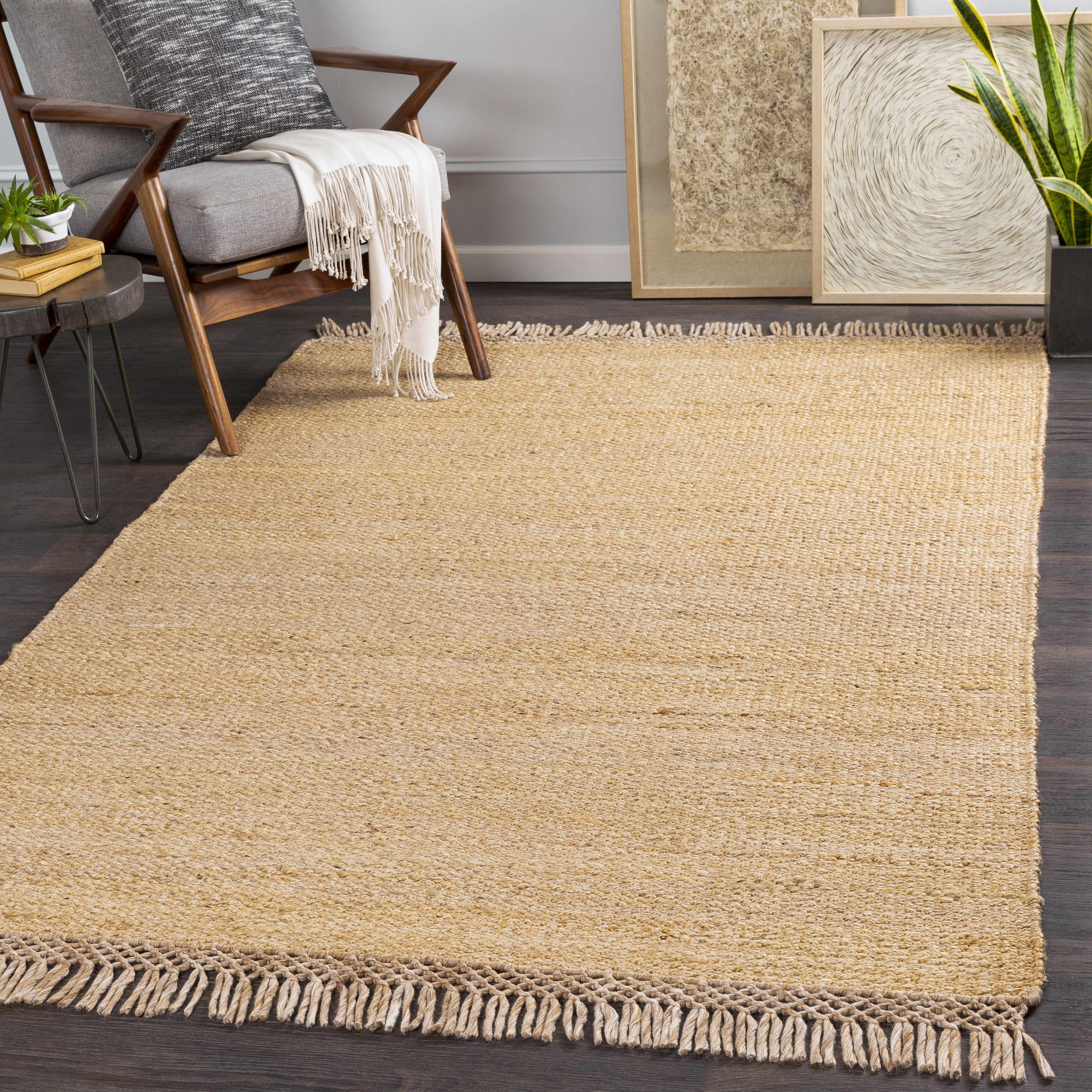 Hauteloom Charleston Jute Hallway, Kitchen Runner Rug - Contemporary Boho Farmhouse Coastal Modern - Tan, Medium Brown, Beige, Brown, Neutral - 2'6" x 8'