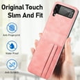 thumbnail image 6 of Dteck Case for Samsung Galaxy Z Flip 3 5G (2021),Shockproof Leather Hybrid PC Slim Card Holder Wallet Back Case Lightweight Cover,Pink, 6 of 9