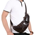 thumbnail image 5 of Kwuty Vintage Leather Sling Bag Backpack for Men Crossbody Shoulder Chest DayPack Backpacks, 5 of 7