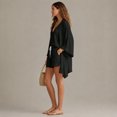 thumbnail image 6 of Linen Set Women Summer Spring 3 Piece Lounge Sets Cardigan Matching Tank Tops and Wide Leg Casual Vacation Outfits Black L, 6 of 6