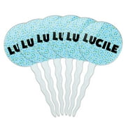 Lucile Cupcake Picks Toppers - Set of 6 - Blue Speckles