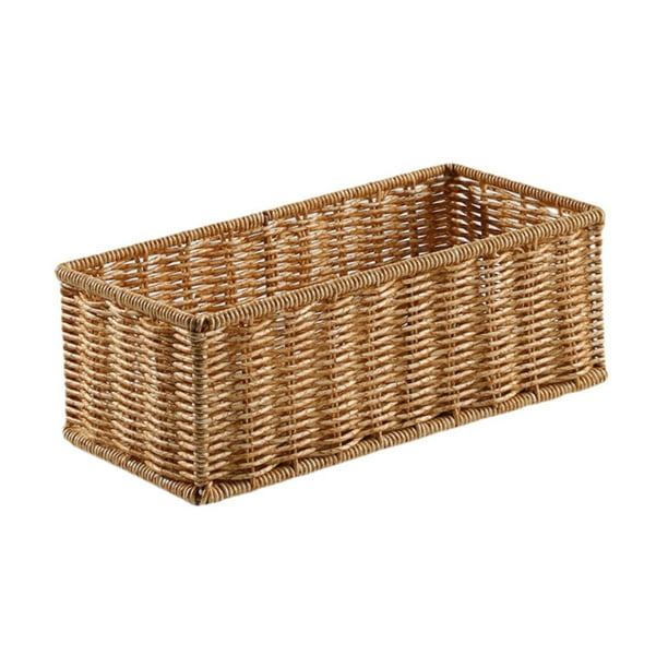 Cesta de almacenamiento de ratán sintético, organizador decorativo para dormitorio, bar y cocina. L