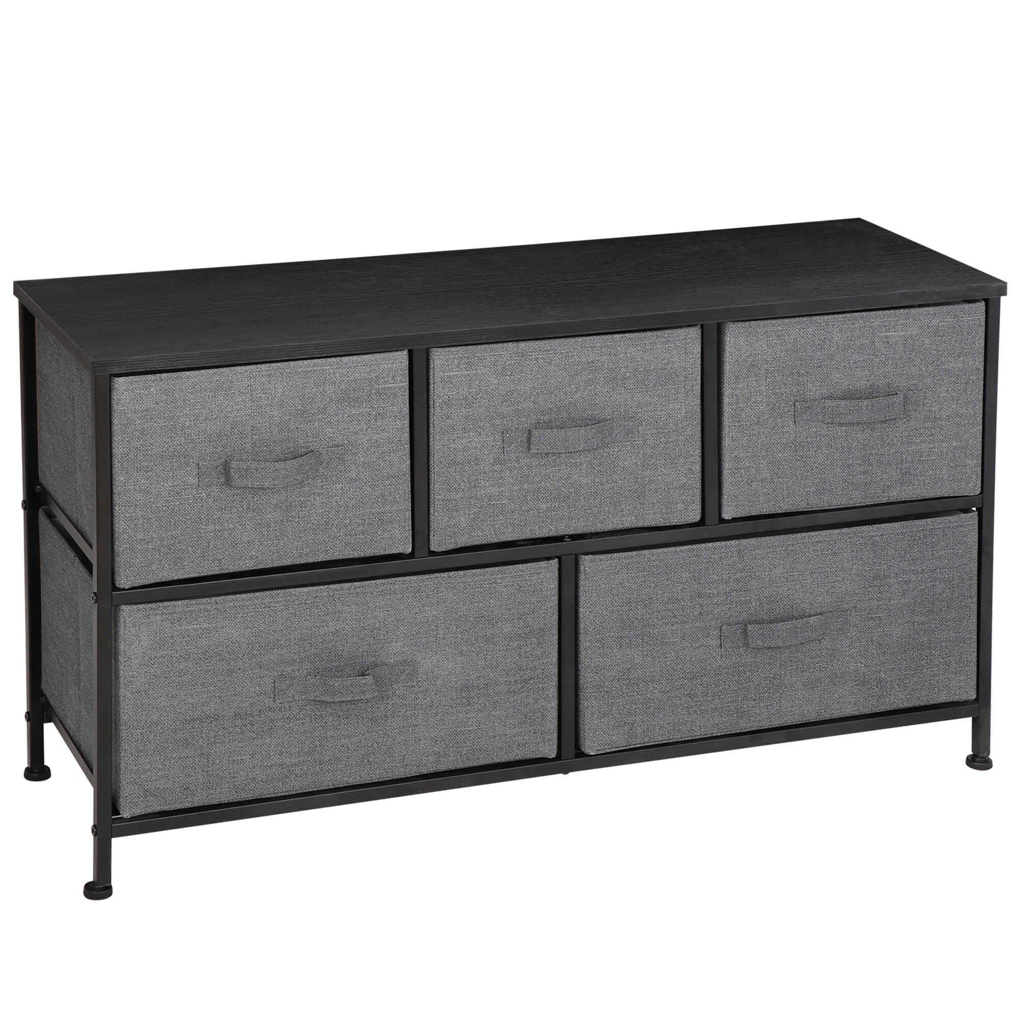 ZENY 2 Tiers Sturdy Steel Frame Wide Dresser Storage Tower Entryway Storage, Gray