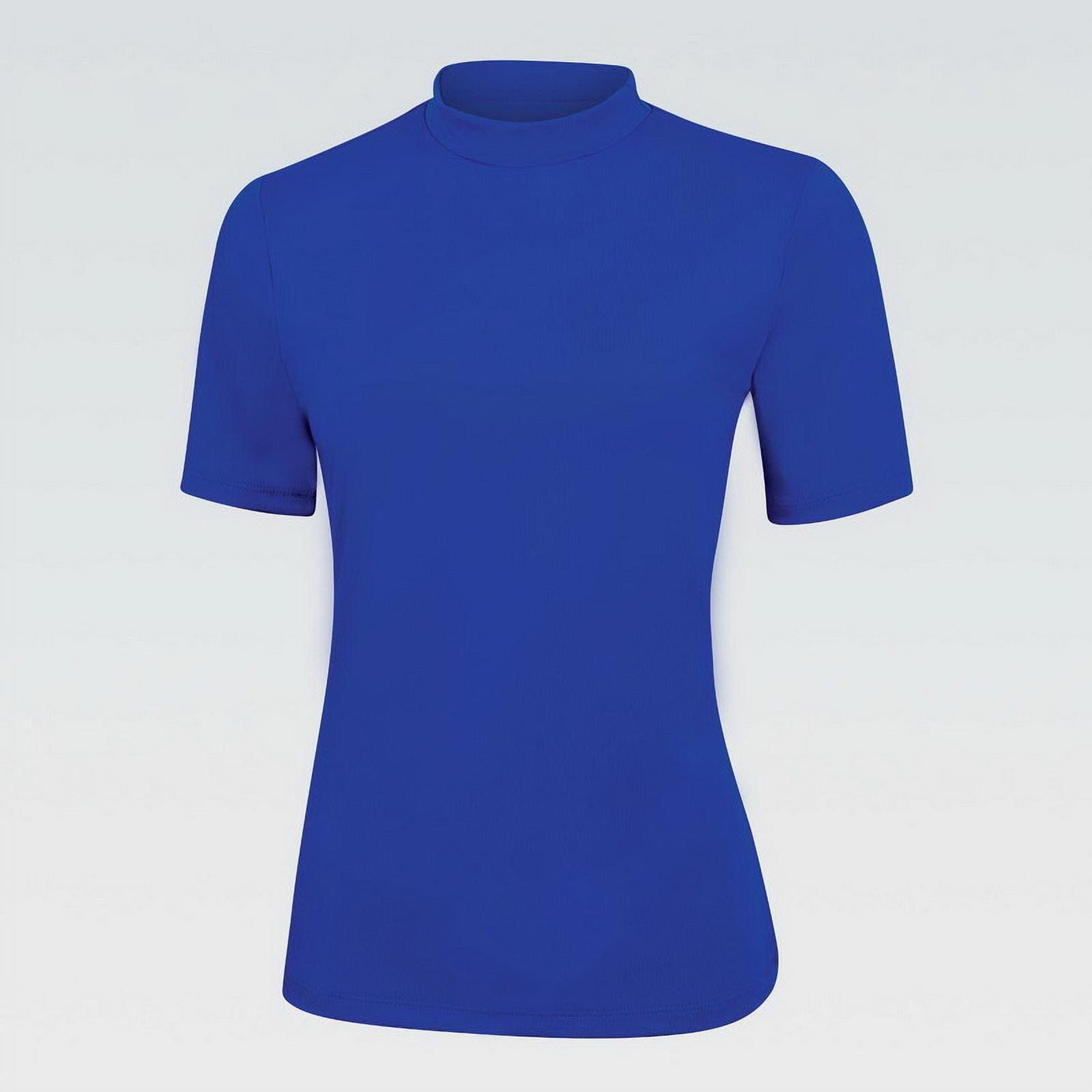 (Price/each)Dolfin 5411SLD Womens Mock Neck Short Sleeve Rashguard-Blue-S - image 1 of 1