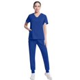 thumbnail image 5 of Minjewel Women's Stylish V-Neck Short Sleeve Scrubs for Women with Pockets, Lightweight & Breathable Scrub Set for Medical Professionals,Royal Blue S, 5 of 7