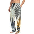 thumbnail image 5 of Men's Pajama Pants with Pockets Sleepwear Lounge Pants Stretch Casual Tropical Summer Golden Palm Leaves, 5 of 7