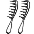 thumbnail image 1 of 2 Piece Wide Tooth Comb Curling Shark Combs Hair Styling Accessories Professional Salon Afro Coarse Comb Anti-Static Durable black 19*5CM, 1 of 4