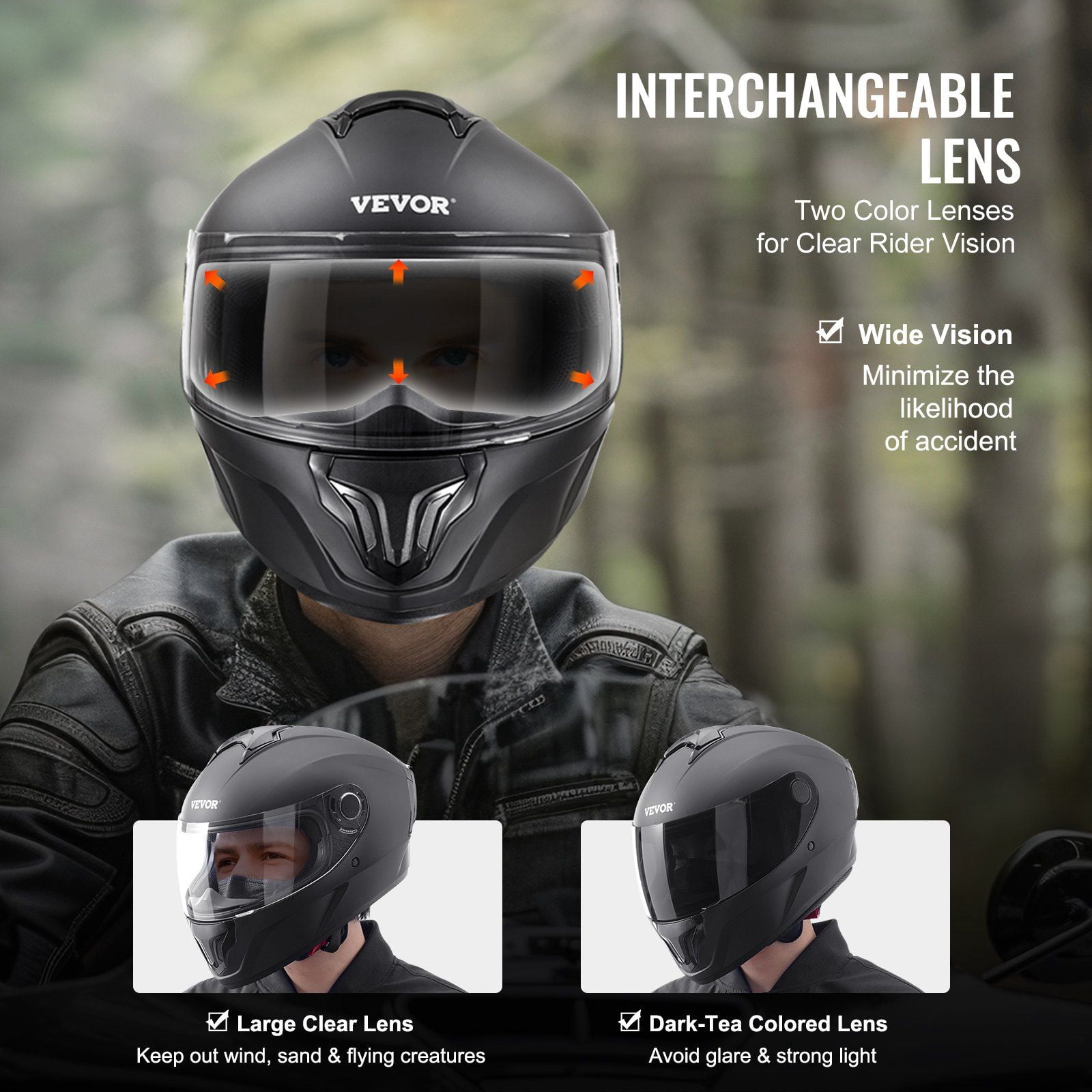 Bluetooth Ready Full Face Motorcycle Helmet - Dirt Bike Motocross Helmet with Ventilation & Sun Visor