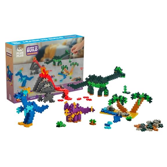 Plus-Plus: Learn to Build - Dinosaurs - 400 Piece Set - 2D & 3D Dino Construction Building STEM Toy, Interlocking Mini Puzzle Blocks, Kids Ages 5 
