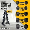thumbnail image 3 of PRISP Hex Dumbbells Weight Set - 150 lb - Cast Iron Hand Weights with Rubber Grip and Vertical Dumbbell Rack; for Home Gym, Exercise and Fitness, 3 of 8
