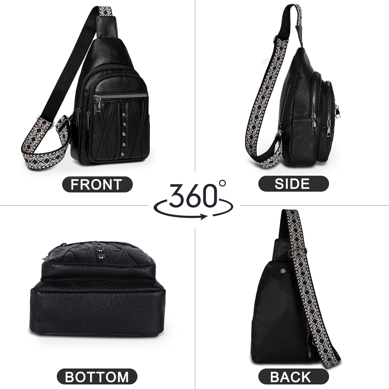 Sling Bag for Women Crossbody, Leather Cross Body Fanny Packs for Women, Trendy Chest Bag for Travel and Daily Use