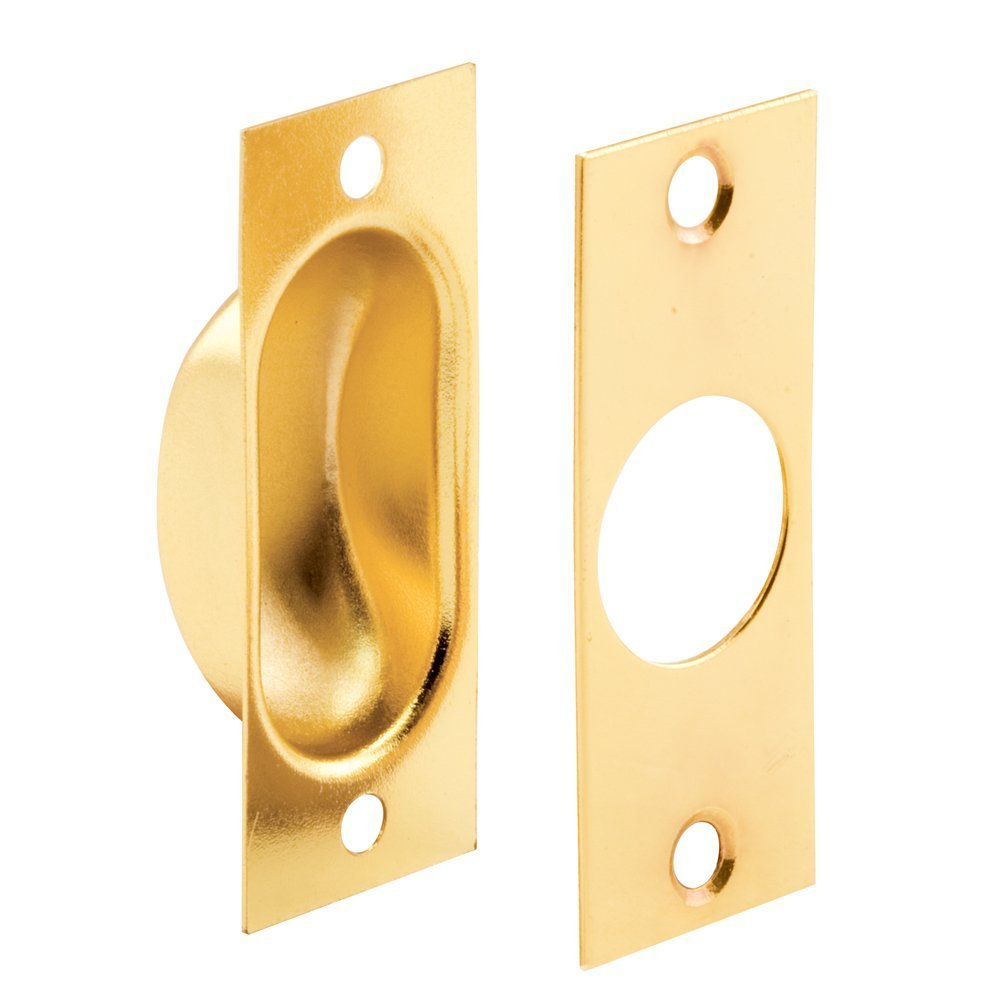 SlideCo 163624 Pocket Door Finger Pull, Brass Plated with Screws