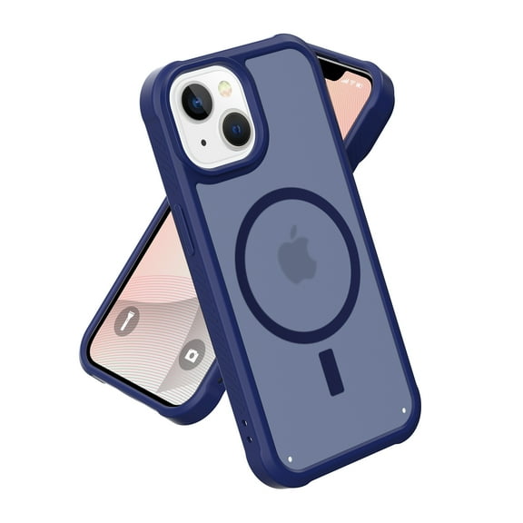 Designed for Magnetic iPhone 13 Case,[Compatible with MagSafe] [Military Grade Drop Protection] Slim Hybrid Rubber Translucent Matte Shockproof Anti-Fingerprint Phone Case,Darkblue
