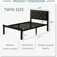 thumbnail image 6 of Honfach Twin Size Metal Platform Bed Frame with Faux Leather Upholstered Button Tufted Headboard, Black, 6 of 8